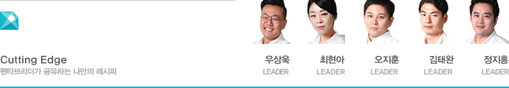 Cutting Edge 펜타브리더가 공유하는 ‘세상을 돕는 스티커 아이디어’ Top5 우상욱 LEADER 최현아 LEADER  오지훈 LEADER 김태완 LEADER 정지흥 LEADER